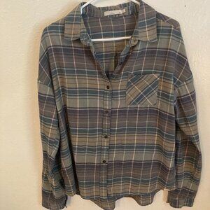 prAna Women's Medium Flannel Button Down Shirt